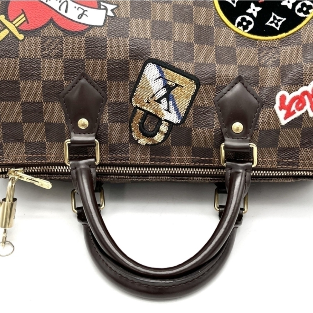 Authentic Louis Vuitton Limited Edition Damier Ebene Patches Speedy Bandouliere - Picture 9 of 9